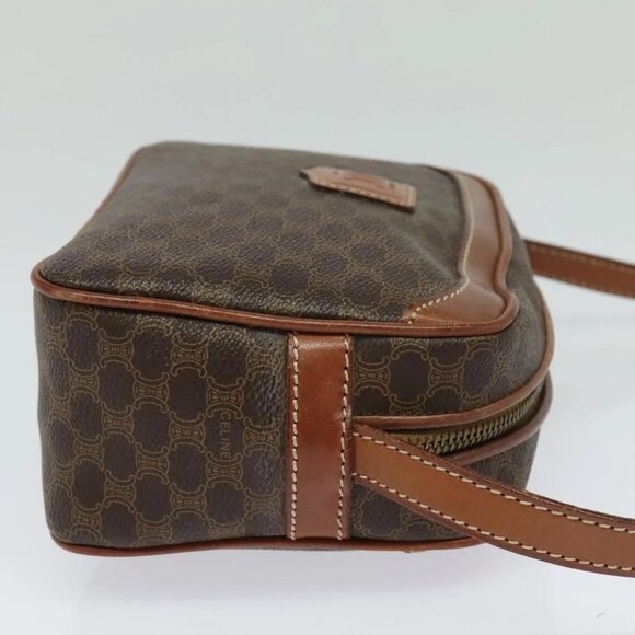 CELINE Macadam Canvas Shoulder Bag PVC Leather Brown Gold Auth ep8498 - Picture 7 of 15